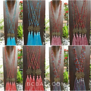 50 pieces free shipping mix color hamsa necklace pendant tassels crystal 